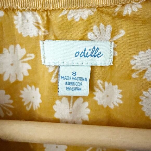 ODILLE x ANTHROPOLOGIE | Yellow Cream Graphic Flowers Floral Tie Blouse | Size 8 - Picture 5 of 8